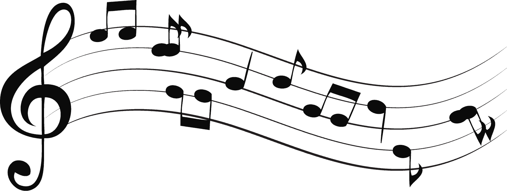 New design featuring music notes on a black background.