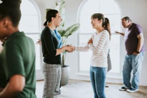 Parents meeting each other at a Los Angeles parenting support group