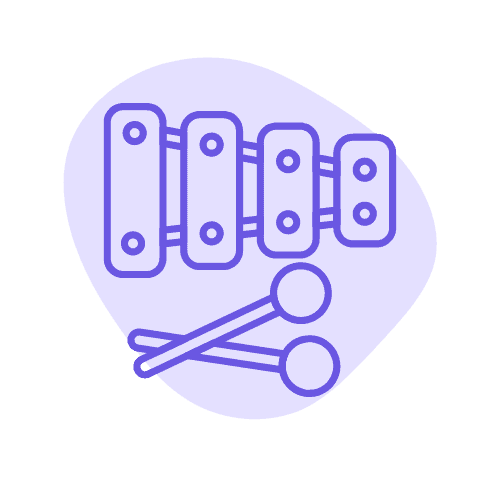 a purple icon of a xylophone on a light purple background