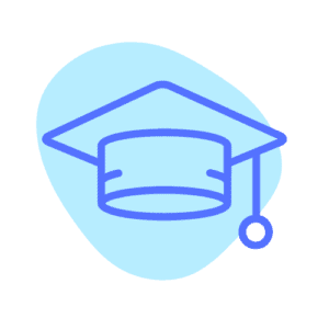 A graduation cap icon on a blue background for Preschool Membership Registration.