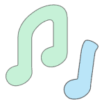 light green and blue music notes