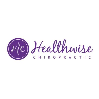 A purple logo for healthwise chiropractic