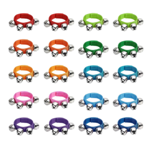 5 rows of 10 sets of ankle bells in different colors