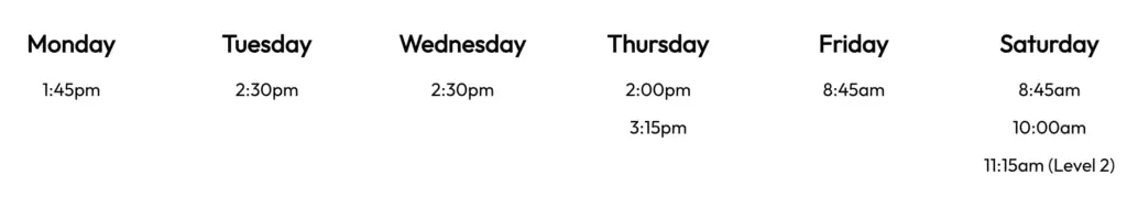 2026 Group Class Schedule